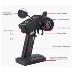 Hotrc CT-6A 6CH RC Transmitter 2.4GHz Remote Controller Radio System with F-06A Receiver for RC Car Boat Tank