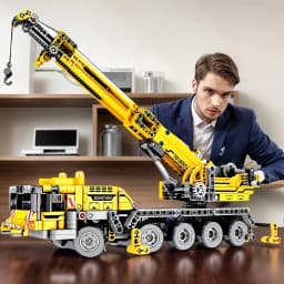 City Series Mechanical Crane Building Block Set, Yellow Engineering Crane Model, Movable, Rotatable, and Liftable, Suitable as a Birthday Gift for Collectors, Christmas or Halloween Gift