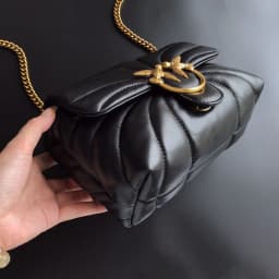 New Arrival Pinko Same Style Genuine Leather Puff Swallow Bag Chain Cross-Body Flying Bird Double Flying Swallow Women's Bag
