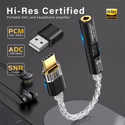 CCZ CM01 Audio Adapter Type C to 3.5mm 8-Core Single Crystal Copper Silver Plated Cable with 32bit CX31993+MAX97220 DAC Chip