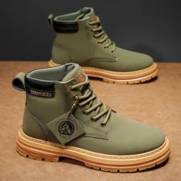Autumn and Winter Retro Short Boots for Men, Thick-Soled Height-Increasing Non-Slip Short Boots, Thick-Soled Non-Slip and Wear-Resistant, Pu Upper Material, Windproof and Durable 85