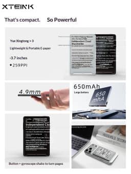 XTEINK X3 E Ink Reader 3.7 Inch Ultra Thin Portable E Book Reader 650mAh Long Battery 792x528 259 PPI Pocket Reader For Student