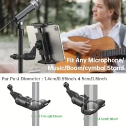Tablet Holder for Microphone Stand,Mic Music Stand Tablet Holder for iPad,Smartphone Tablet Mic Stand Mount for Live Streaming