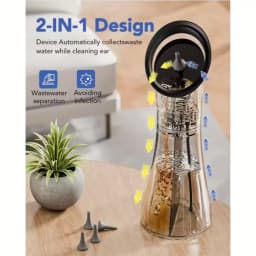 Electric Ear Irrigation Cleaner with Three Pressure Modes Rechargeable Battery Dual Water Tank and Multiple Nozzles for Home Use