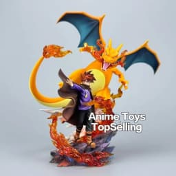 17cm/6.69in Anime Pokemen Figure Charizard Gary Oak Action Figures Pvc Statue Desktop Ornamen Collection Model Toys Gifts