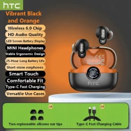 HTC NE79 Bluetooth Earphones Sports Gaming Long Battery Comfort Wireless Headphones Premium Sound Quality Soft In-ear Earbuds