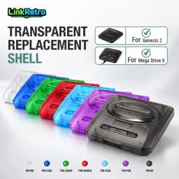 LinkRetro Transparent ABS Replacement Shell Injection-Molded Console Housing Case for Sega Genesis 2 / MD2 Game Console