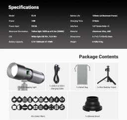 NEEWER BASICS RGB Photography Flashlight with Desk Tripod Stand/4 Colors/20 Gobo Filters/7500mAh, 10W 6300K CRI95+ LED Spotlight