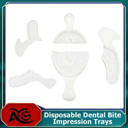 AG 50pcs/100pcs Disposable Dental Bite Impression Trays Kits Teeth Impression Tray with Plastic Rigid Frame and Non-Tear Mesh
