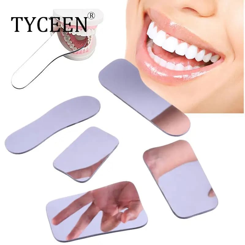 5 Pcs/Set Dental Double Side Mirrors Orthodontic Dental Photography Reflector Glass Coated Titanium Intra Oral Dentist Mirrors