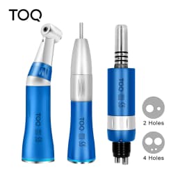 TOQ Inner Low Speed Dental Handpiece 2/4Holes Set Air Turbine Straight Contra Angle Air Motor High-Tech Professional Tooth Blue