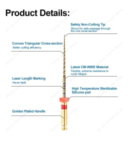Glin Dental Heat Activated Gold Flexible Endo Files Canal Root Treatment Rotary Golden File Dentist Tools Endodontic Files