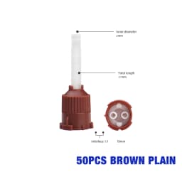 50PCS Dental Disposable Mixing Tips Brown 1:1 Intraoral Tips Mixing Head for Light Weight Silicone Rubber Materials Impression
