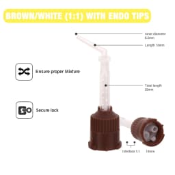 50PCS Dental Disposable Mixing Tips Brown 1:1 Intraoral Tips Mixing Head for Light Weight Silicone Rubber Materials Impression