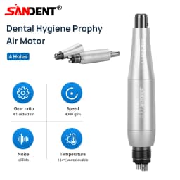 360° Swivel Dental 4:1 Hygiene Prophy Handpiece 2/4 Holes Air Motor Straight Nose Cone/Disposable Prophy Angles