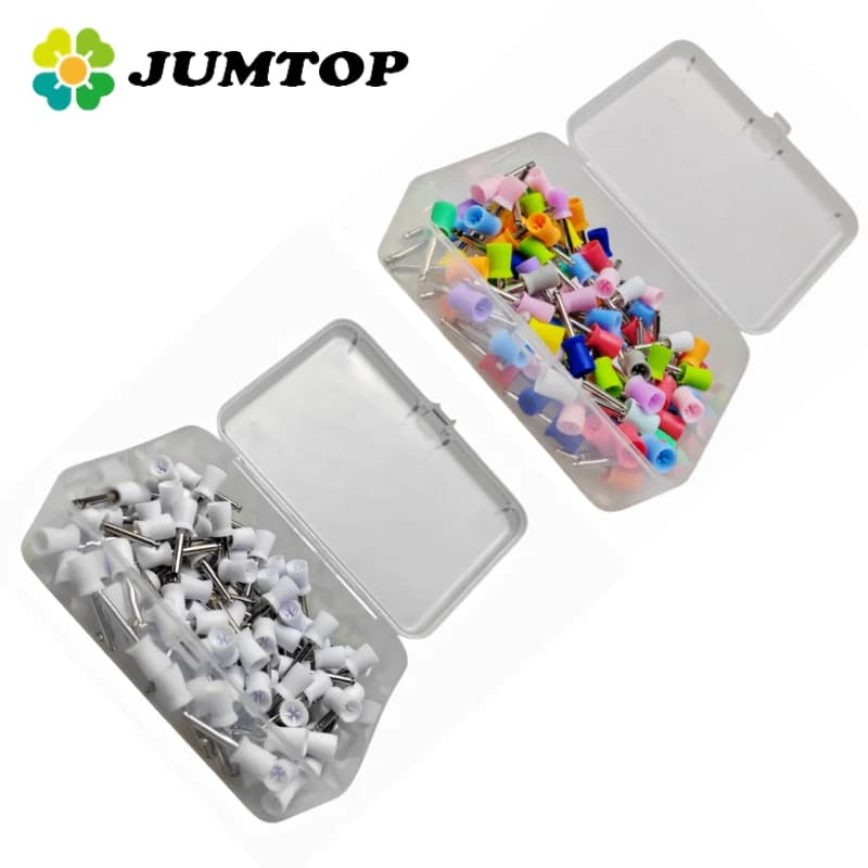 JUMTOP 100Pcs Dental Polishing Head Cup Shape Silicone Latch Type Polishing Brush Cup for Low Speed Handpiece