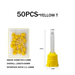 50pcs/pack Dental T Mixing Tips 1:1 Ratio Disposable Impression Materials Mixing Head Silicone Rubber Mixing Tube for Dentistry