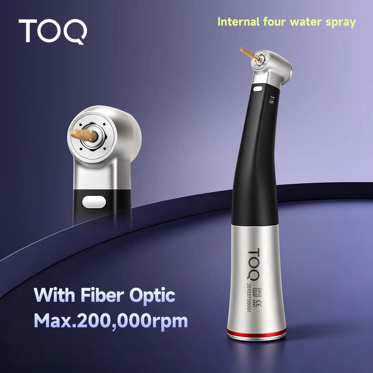 1:5 Increasing Speed Contra Angle Handpiece Fiber Optic Internal Water Spray Compatible with Electric/Air Motor Dental Clinic