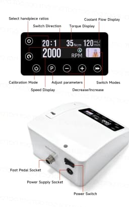 TOQ Dental Brushless Mini LED Portable Professional Implant Motor For 20:1/4:1/1:4:2 Angle Handpiece Bone Surgery Electric