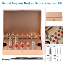 Dental Universal Implant Removal Kit Stainless Steel Screws Golden/Plastic Box Broken Screws Extract