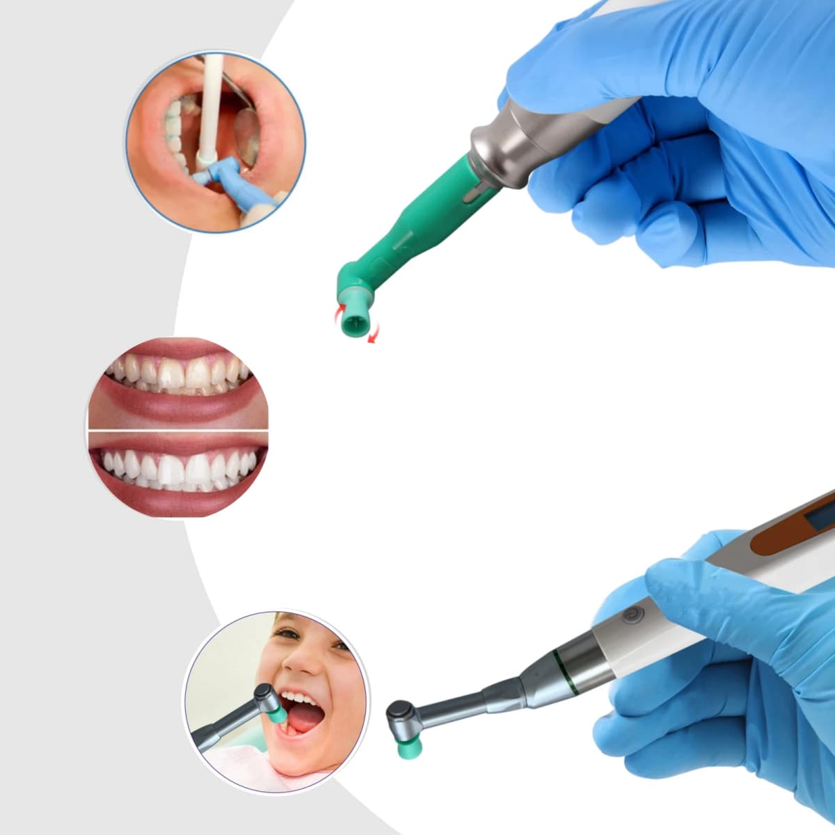 Dental Cordless Electric Hygiene Prophy With LCD Screen 4:1 Contra angle/Nose Cone Handpiece/Prophy Angles/Polish Cups