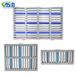 Stainless Steel Dental Autoclavable Surgical Sterilization Box Sterilization Rack Dental Cassette File Burs Disinfection Tray