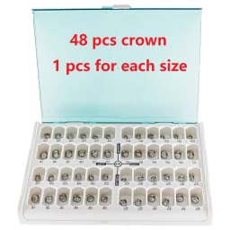 48/96 Pcs Preformed Stainless Steel Dental Temporary Crowns Primary Molar Crown Kit for Adults & Kids