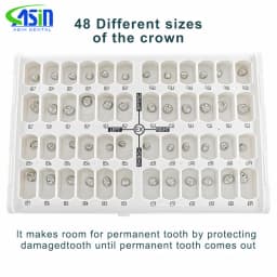 48/96 Pcs Preformed Stainless Steel Dental Temporary Crowns Primary Molar Crown Kit for Adults & Kids