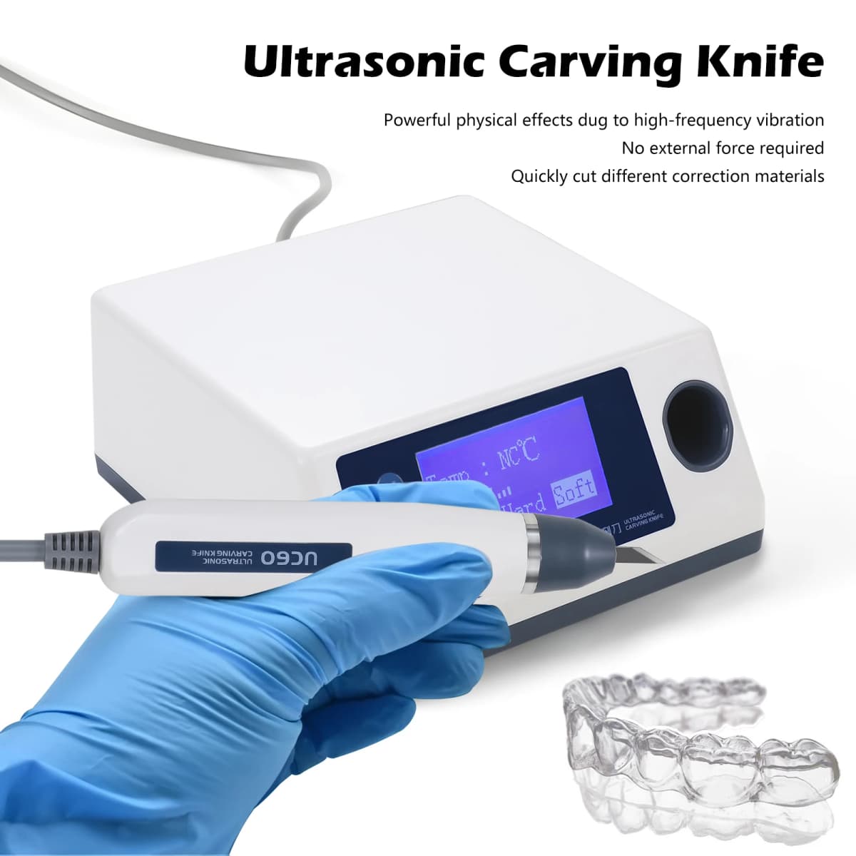 Dental Lab Thermoforming Sheet Carving Machine Dental Ultrasonic Carving Knife with 5 Blades Tooth Socket Cutting