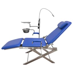 Portable Dental Chair Mobile Simple Folding Chair + LED Light +Tray Water Proof Adjustable Height & Angle