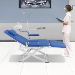 Portable Dental Chair Mobile Simple Folding Chair + LED Light +Tray Water Proof Adjustable Height & Angle