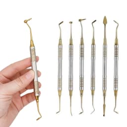 JUMTOP Dental Composite Filling Spatula Tools Double Head Titanium Plated Head Fill Restoration 6Pcs/Set