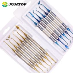 JUMTOP Dental Composite Filling Spatula Tools Double Head Titanium Plated Head Fill Restoration 6Pcs/Set