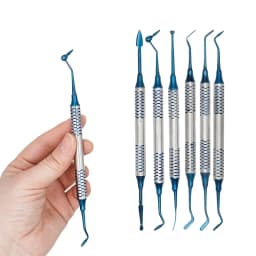 JUMTOP Dental Composite Filling Spatula Tools Double Head Titanium Plated Head Fill Restoration 6Pcs/Set