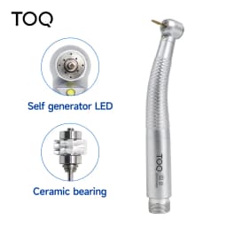 TOQ Dental High‑Speed Handpiece With Self‑powered E‑Generator LED Light Air Turbine Push Button Triple Water Spray 2 Holes