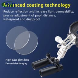 DEASIN Dental Magnifier 5X / 6X Binocular Kepler Loupes Headband Adjustable with LED Headlight 5W Dentist Surgical Headlamp Tool