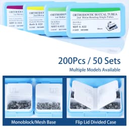 200Pcs 50Sets Dental Orthodontic Buccal Tube 1st 2nd Molar Bondable Monoblock Non-Convertible Roth MBT 0.022 0.018