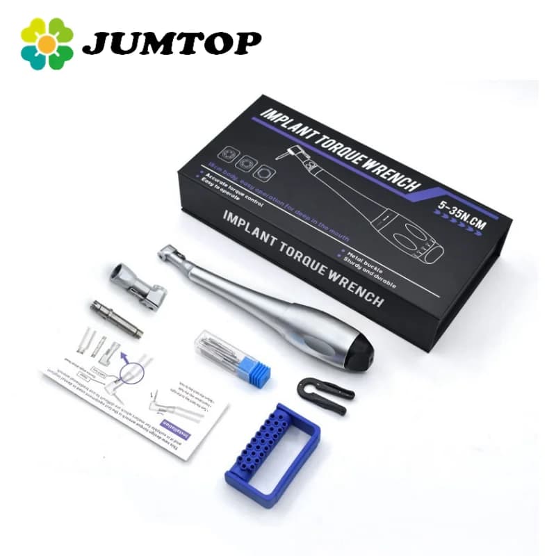 JUMTOP Universal Dental Implant Torque Wrench with 12 Driver Dentistry Latch Head Handpiece 5 to 35 N.cm