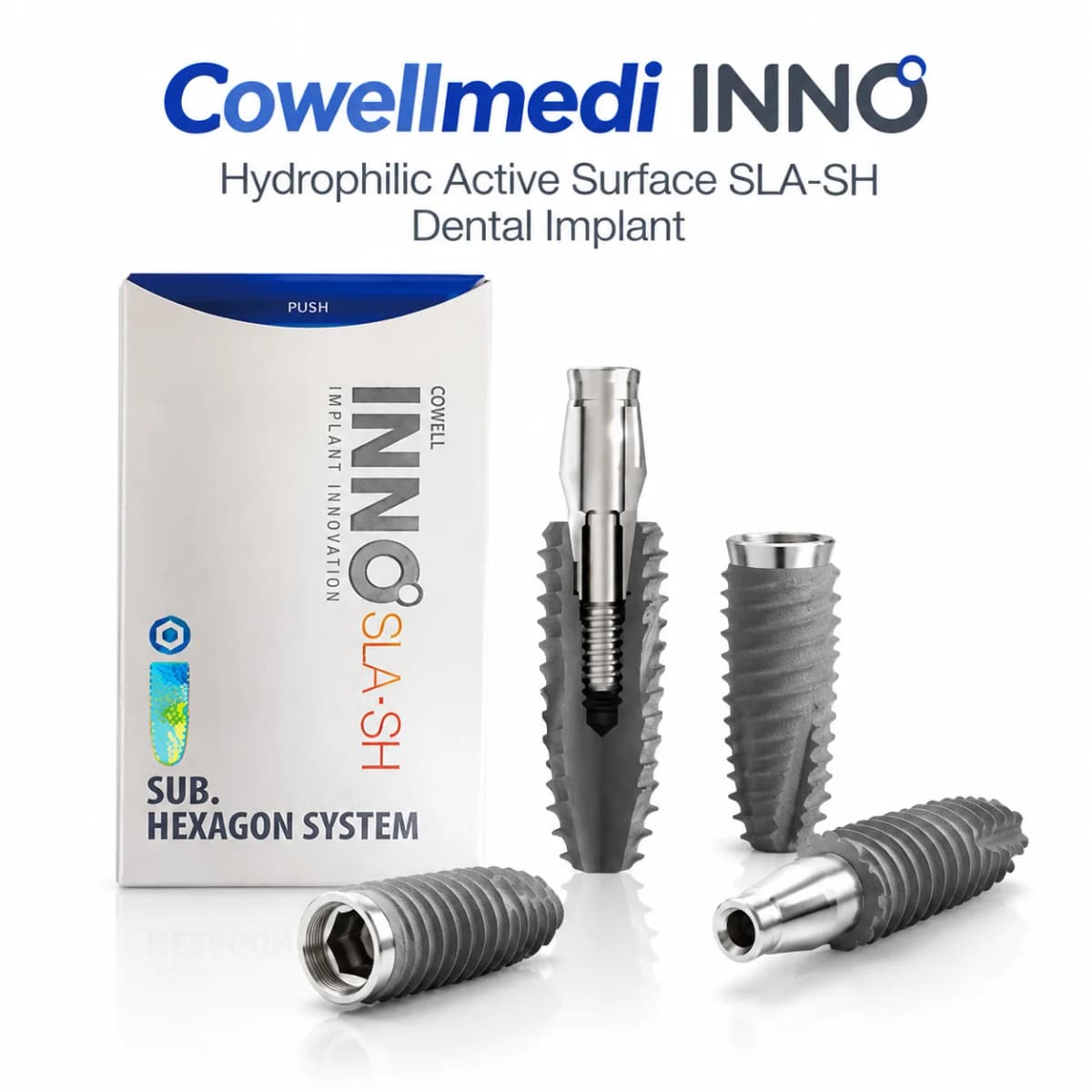 Cowellmedi INNO SLA‑SH Submerged Dental Implant Hydrophilic Active Surface Titanium Fixture Internal Hex Morse‑Taper Connection