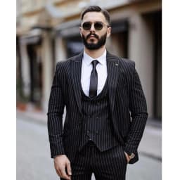 Navy Blue Plaid Luxuly Men Suits Slim Fit Notched Lapel Groom Formal Tuxedos Prom 3 Pcs Sets Business Male Blazer Costume Homme