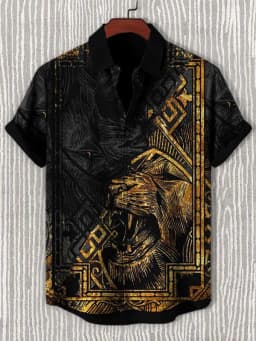 2025 Vintage African Style Men's Retro Ethnic Tribal Short Sleeve Shirts Tops Fashion Casual Vacation Streetwear Men's Shirts