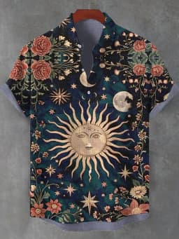 2025 Vintage African Style Men's Retro Ethnic Tribal Short Sleeve Shirts Tops Fashion Casual Vacation Streetwear Men's Shirts