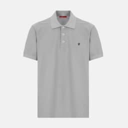 CH Letter Embroidered Solid Color Short Sleeve Polo Shirt Men Regular Fit Sleek Texture Premium Cotton Tops