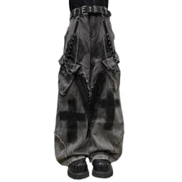 Unsiex Gothic Punk Jeans 2026 Distressed Splash Ink Jeans For Women Men Y2K Graffiti Wide Leg Pants Loose Fit Washed Denim