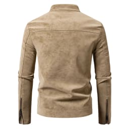 Men's Slim Fit Vintage Motorcycle Jacket Casual Long Sleeve Biker Coat Fitted Design for Fall Winter Plain Pattern
