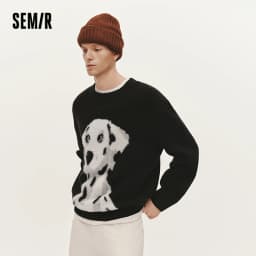 Semir Knitted Sweater Men Winter Faux Mink Fur Puppy Jacquard 2025 New Lazy American Retro Couple Outfit Men's Clothing