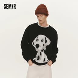 Semir Knitted Sweater Men Winter Faux Mink Fur Puppy Jacquard 2025 New Lazy American Retro Couple Outfit Men's Clothing