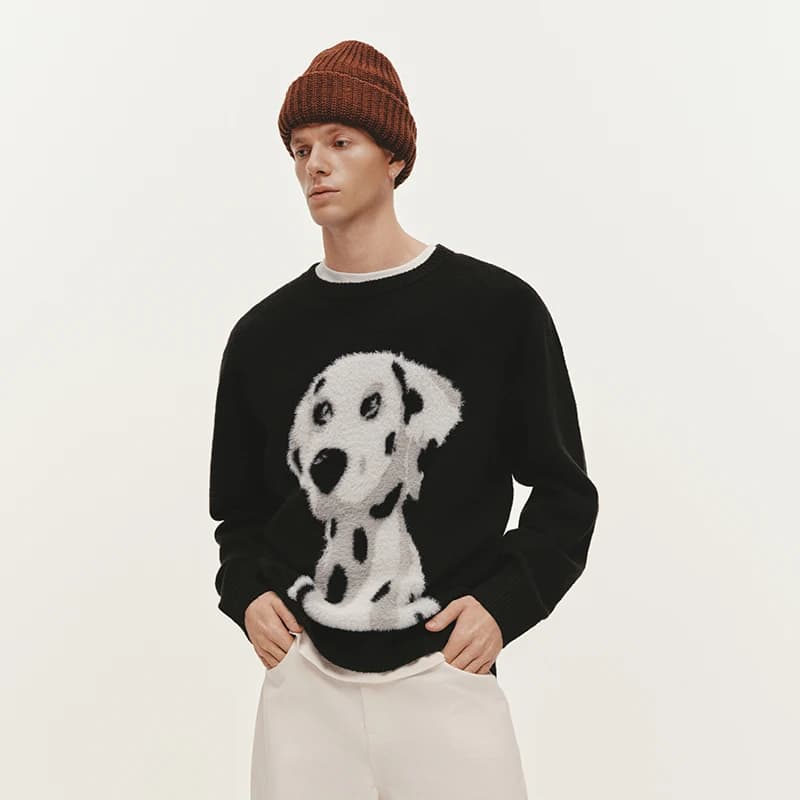 Semir Knitted Sweater Men Winter Faux Mink Fur Puppy Jacquard 2025 New Lazy American Retro Couple Outfit Men's Clothing