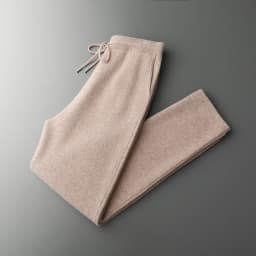 Autumn Winter Thick Men's High Waist Small Foot Pants 100% Merino Wool Knitted Pants Casual Fashion Solid Color Warm Pants