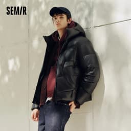 Semir Down Jacket Men Loose Hooded Puffer Three-Resistant Outerwear Heat-Generating Anti-Static 2026 New Winter Men's Wear